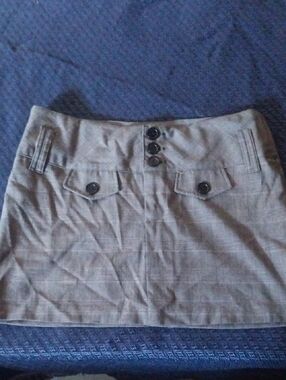 Classic Neutral Plaid Mini Skirt - Women